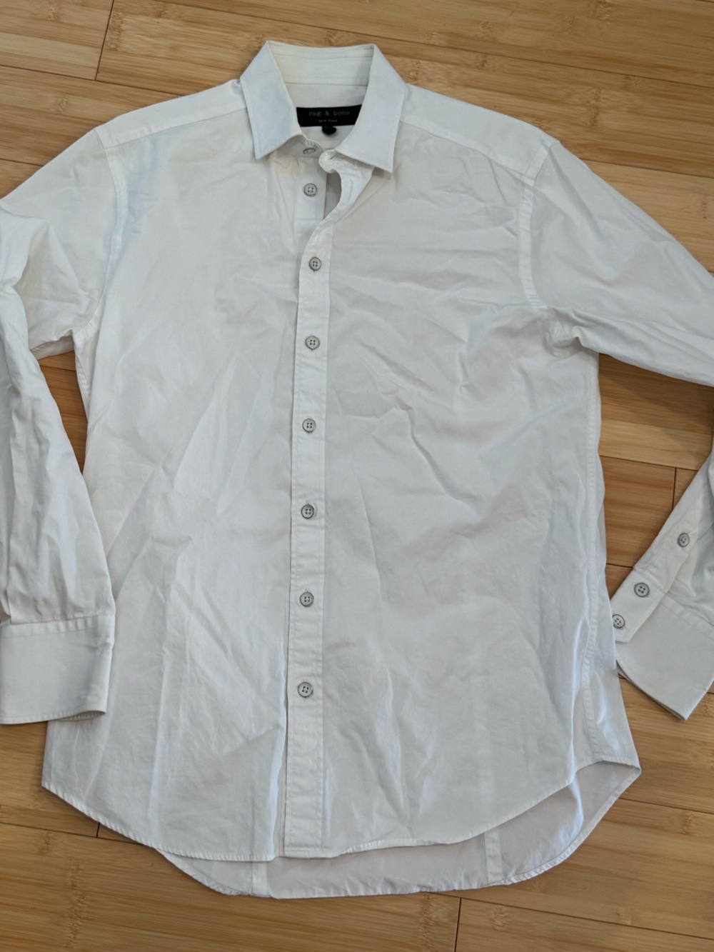 Great Condition! Rag & Bone White Cotton Button Down with Fancy Buttons Sz 15.5